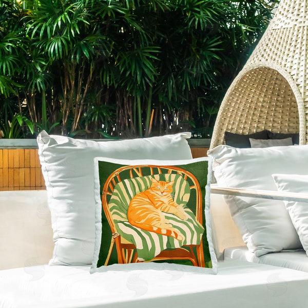 Stupell Industries Walker Noble | Cat In Rattan Chair Throw Pillow