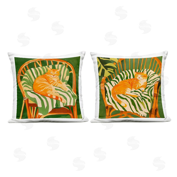 Stupell Industries Walker Noble | Cozy Cats In Rattan Chairs Throw Pillow