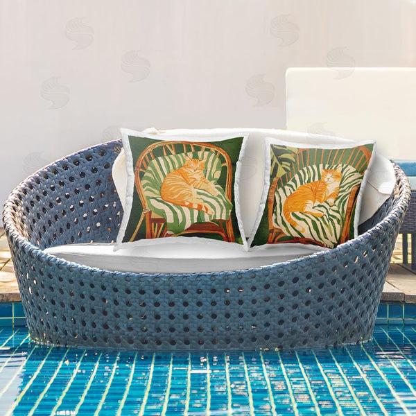 Stupell Industries Walker Noble | Cozy Cats In Rattan Chairs Throw Pillow