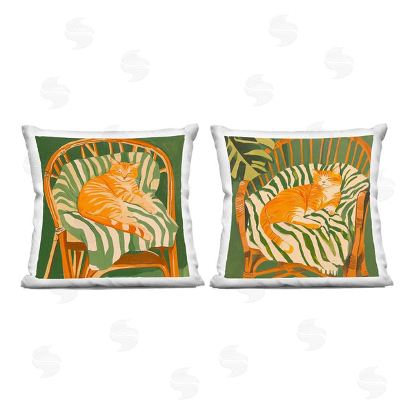 stupell industries Walker Noble | Cozy Cats in Rattan Chairs Throw Pillow
