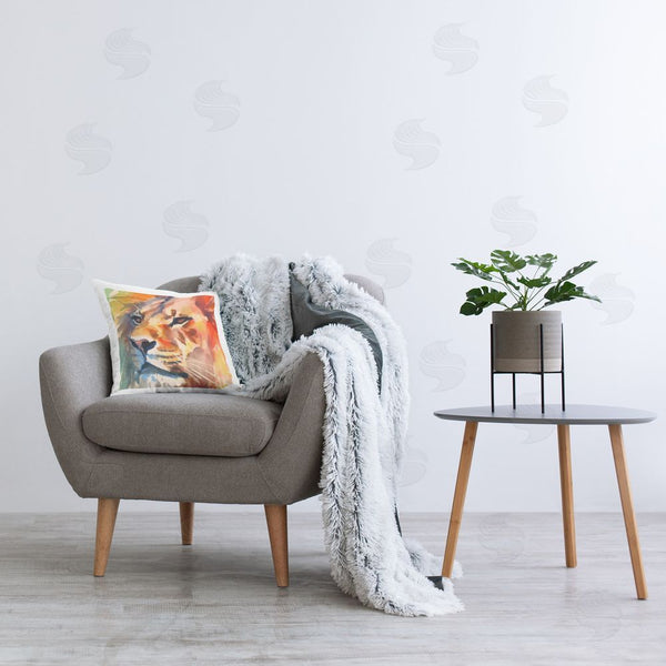 Stupell Industries Walker Noble | Fierce Lion Face Printed Throw Pillow