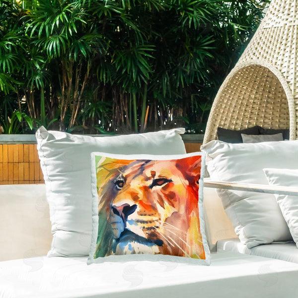 Stupell Industries Walker Noble | Fierce Lion Face Printed Throw Pillow