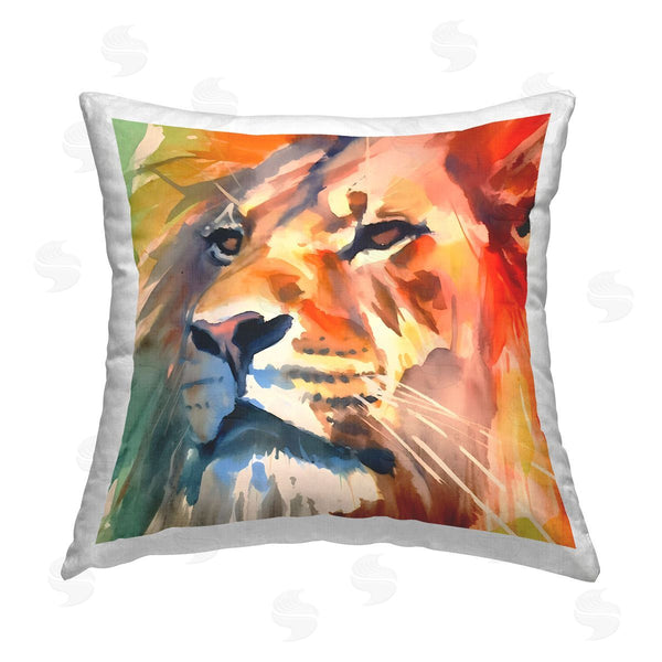 stupell industries Walker Noble | Fierce Lion Face Printed Throw Pillow