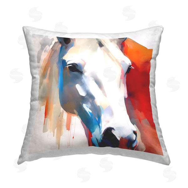 stupell industries Walker Noble | Gazing Horse Close Up Printed Throw Pillow