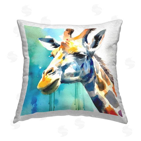 Stupell Industries Walker Noble | Giraffe Portrait On Blue Printed Throw Pillow