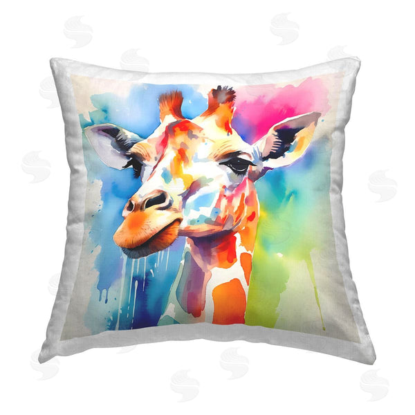 stupell industries Walker Noble | Giraffe with Bold Splash Printed Throw Pillow