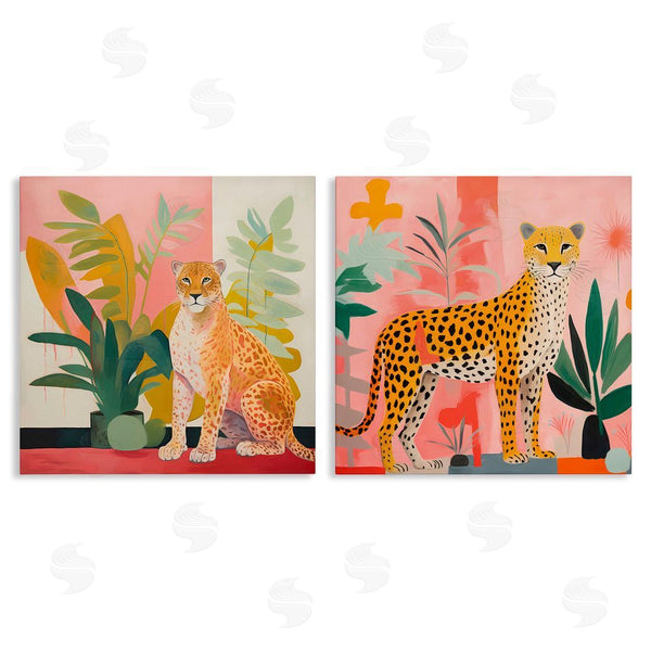stupell industries Walker Noble | Jaguar Leopard Potted Palms Wall Art