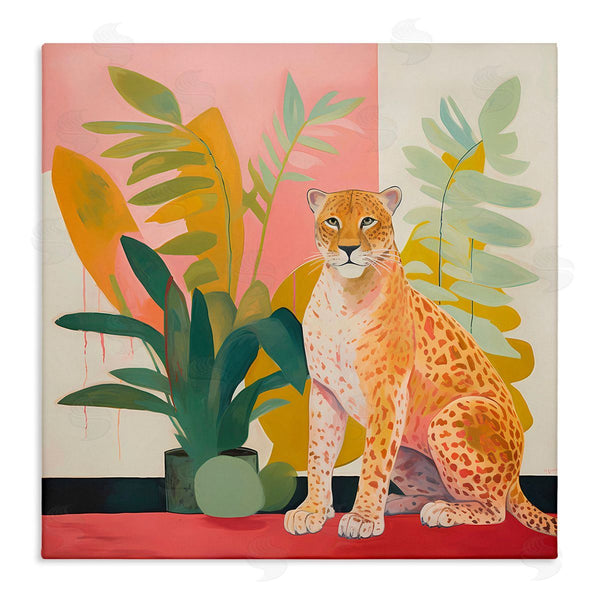 stupell industries Walker Noble | Leopard Sitting with Plants