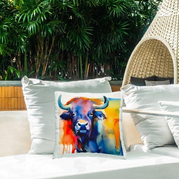 Stupell Industries Walker Noble | Longhorn Abstract Hues Printed Throw Pillow