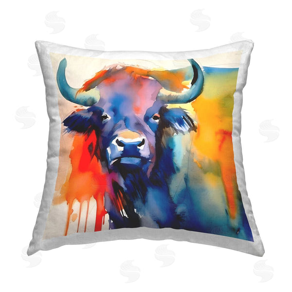 stupell industries Walker Noble | Longhorn Abstract Hues Printed Throw Pillow
