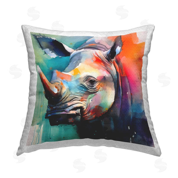 Stupell Industries Walker Noble | Modern Hue Rhino Printed Throw Pillow