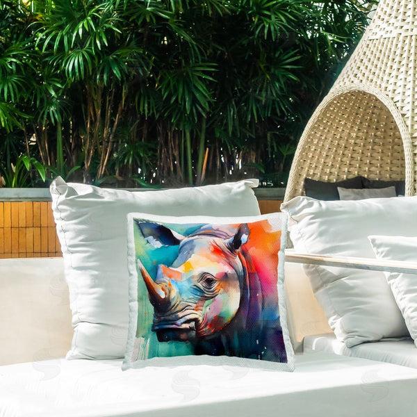 Stupell Industries Walker Noble | Modern Hue Rhino Printed Throw Pillow