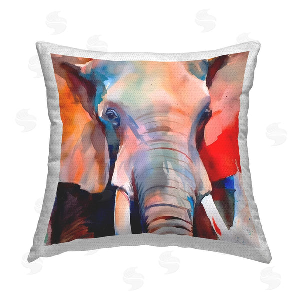 Stupell Industries Walker Noble | Modern Hued Elephant Printed Throw Pillow
