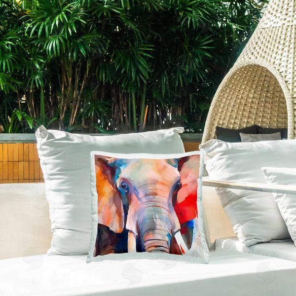 Stupell Industries Walker Noble | Modern Hued Elephant Printed Throw Pillow