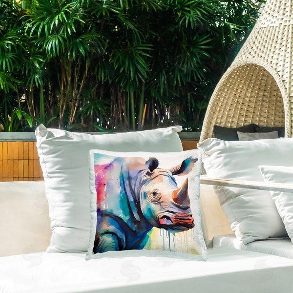 Stupell Industries Walker Noble | Modern Rhino Portrait Printed Throw Pillow