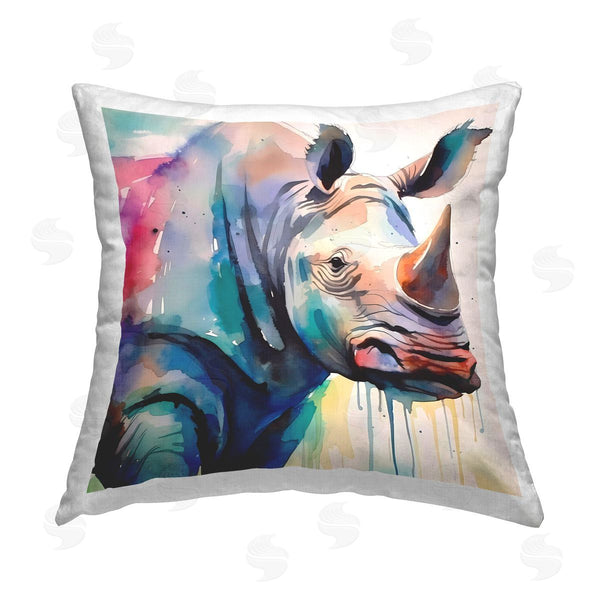 stupell industries Walker Noble | Modern Rhino Portrait Printed Throw Pillow