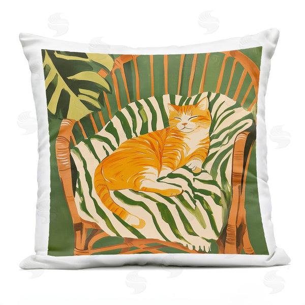 Stupell Industries Walker Noble | Orange Cat In Rattan Chair Throw Pillow