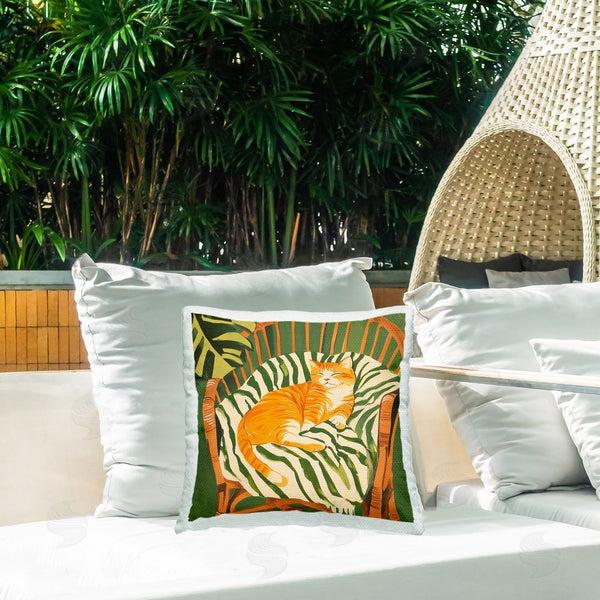 Stupell Industries Walker Noble | Orange Cat In Rattan Chair Throw Pillow