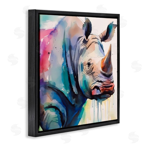 Stupell Industries Walker Noble | Paint Drip Rhinoceros Wall Art