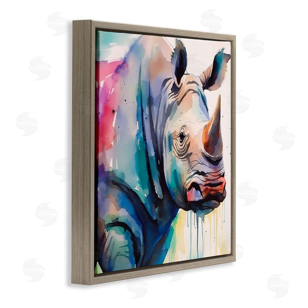 Stupell Industries Walker Noble | Paint Drip Rhinoceros Wall Art