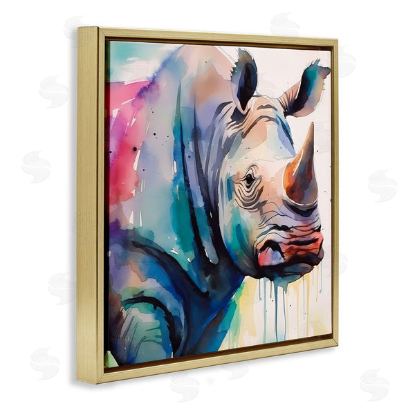 Stupell Industries Walker Noble | Paint Drip Rhinoceros Wall Art