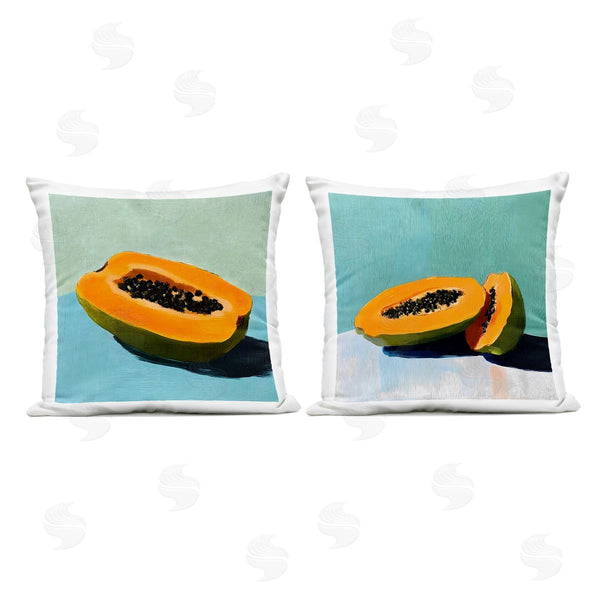 Stupell Industries Walker Noble | Papaya On Blue Still Life Printed Throw Pillow Set