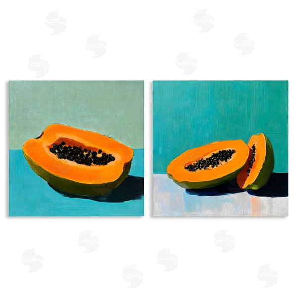 stupell industries Walker Noble | Papaya on Blue Still Life