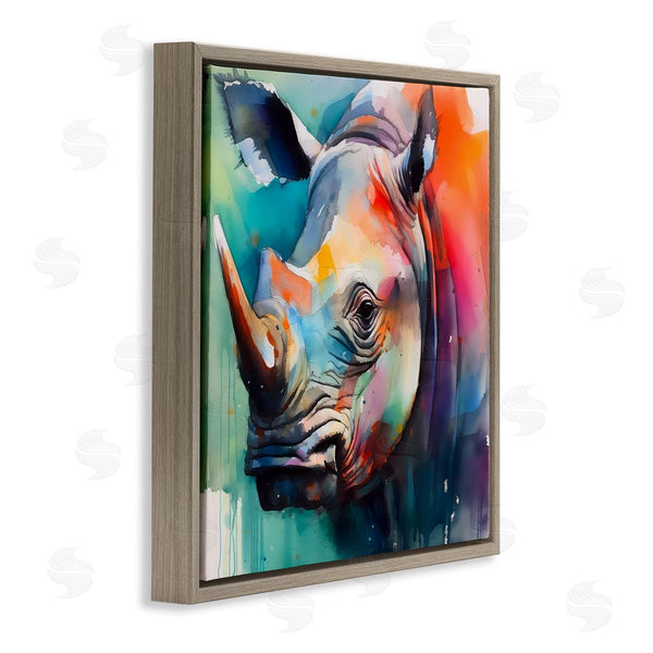 Stupell Industries Walker Noble | Rhino With Modern Hues Wall Art