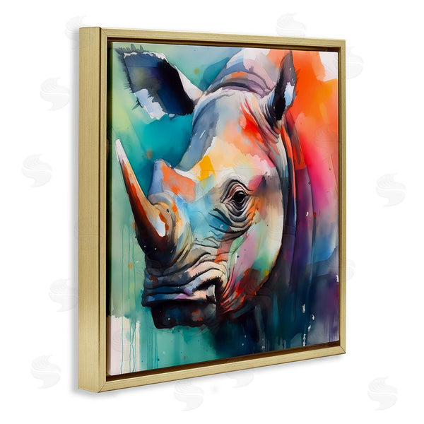 Stupell Industries Walker Noble | Rhino With Modern Hues Wall Art