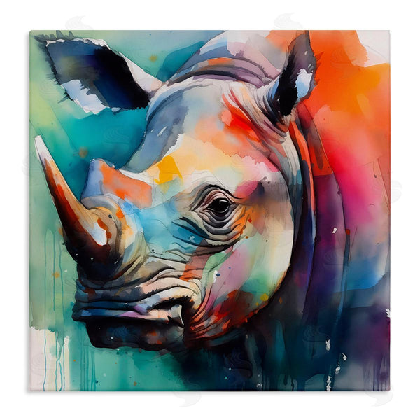 stupell industries Walker Noble | Rhino with Modern Hues Wall Art