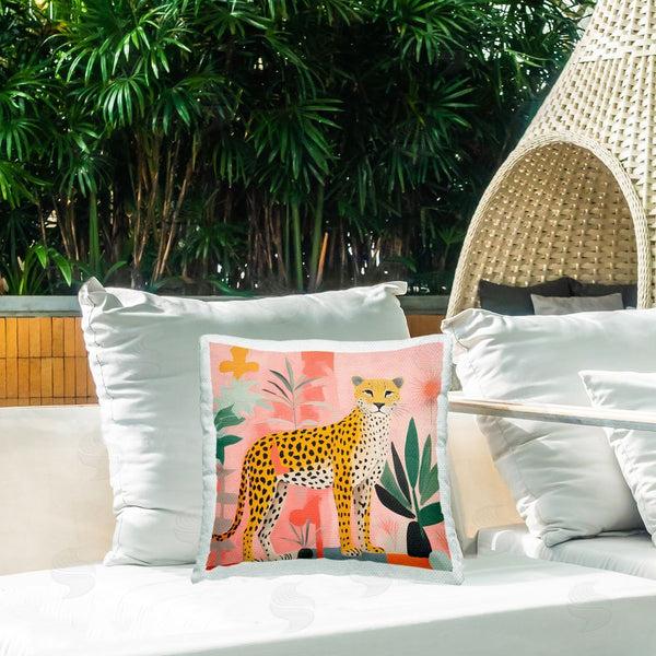 Stupell Industries Walker Noble | Standing Leopard & Plants Printed Throw Pillow