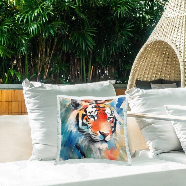 Stupell Industries Walker Noble | Subtle Brushed Tiger Printed Throw Pillow