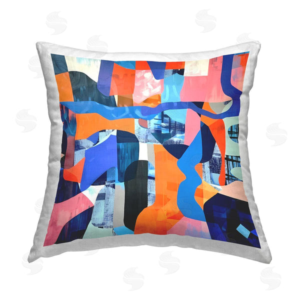 stupell industries Walker Noble | Wavy Woven Shapes Collage Printed Throw Pillow