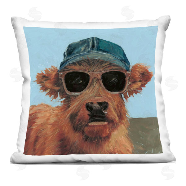 stupell industries Wani Pasion | Cow in Baseball Cap Printed Throw Pillow