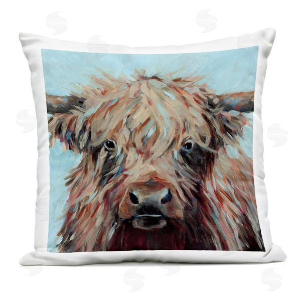Stupell Industries Wani Pasion | Cow On Vivid Turquoise Printed Throw Pillow