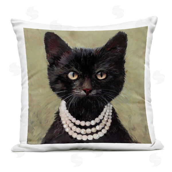 Stupell Industries Wani Pasion | Elegant Black Cat With Necklace Printed Throw Pillow