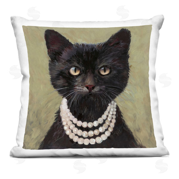 stupell industries Wani Pasion | Elegant Black Cat with Necklace Printed Throw Pillow