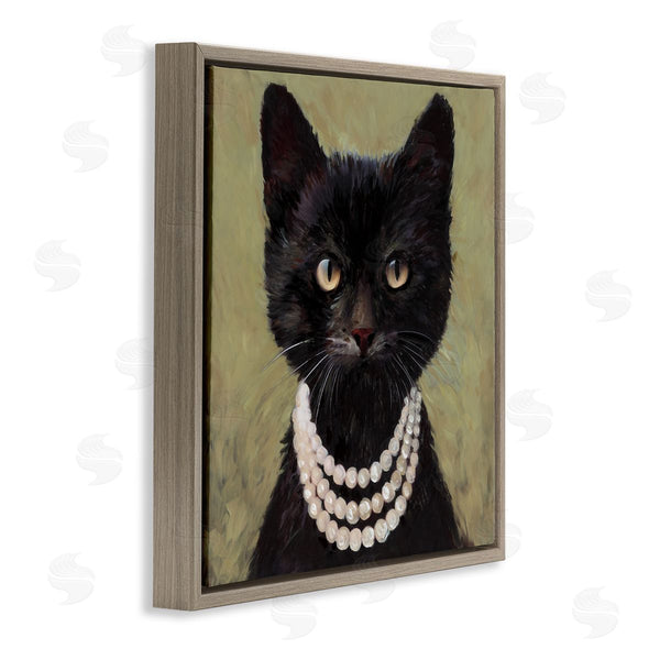 Stupell Industries Wani Pasion | Elegant Black Cat With Necklace Wall Art