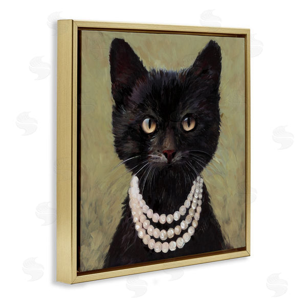 Stupell Industries Wani Pasion | Elegant Black Cat With Necklace Wall Art