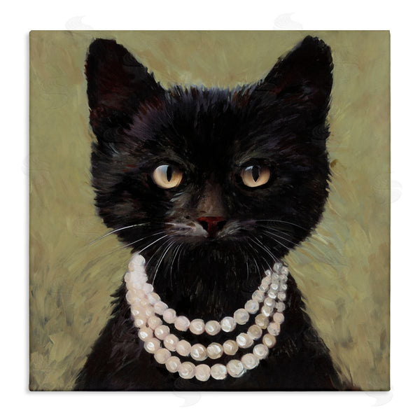 stupell industries Wani Pasion | Elegant Black Cat with Necklace Wall Art