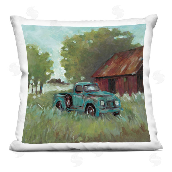 stupell industries Wani Pasion | Expressionist Blue Truck Printed Throw Pillow