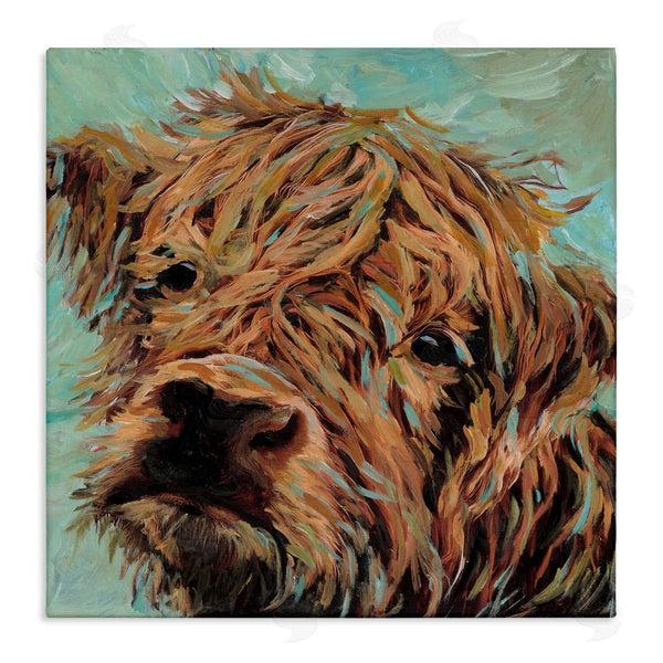 stupell industries Wani Pasion | Highland Cattle on Green