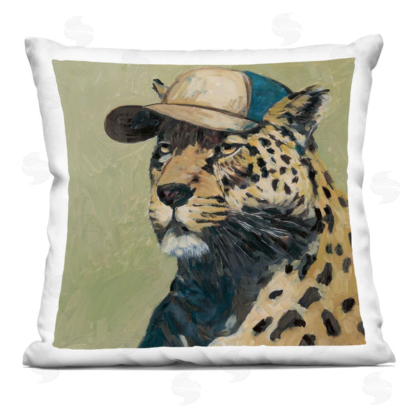 stupell industries Wani Pasion | Leopard in Baseball Cap Printed Throw Pillow