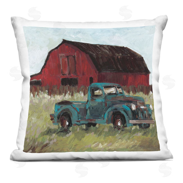 stupell industries Wani Pasion | Truck & Red Barn Printed Throw Pillow