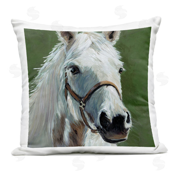 Stupell Industries Wani Pasion | White Horse On Green Printed Throw Pillow