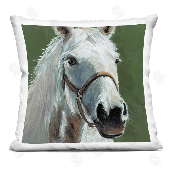 stupell industries Wani Pasion | White Horse on Green Printed Throw Pillow