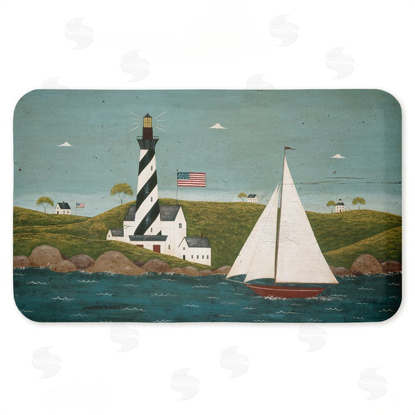 stupell industries Warren Kimble | Coastal Breeze Lighthouse Harbor Anti-Fatigue Mat