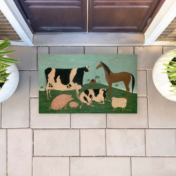 Stupell Industries Warren Kimble | Friend Indeed Farm Animals Non-Woven Door Mat