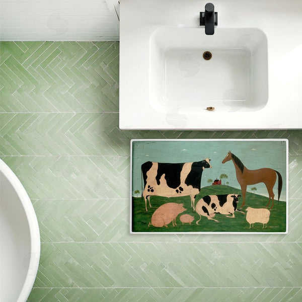 Stupell Industries Warren Kimble | Friend Indeed Farm Animals Plush Bath Mat