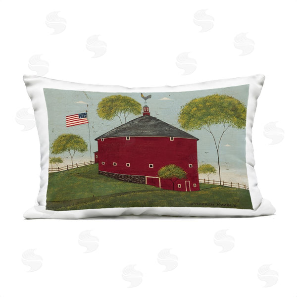 Stupell Industries Warren Kimble | Round Barn With USA Flag Printed Throw Pillow